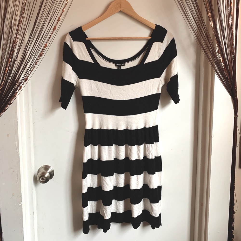 🤍Black & White Horizontal Striped Dress Soft🤍